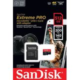 SanDisk Extreme PRO 512 GB MicroSDXC UHS‐I‐Kaart Met SD-Adapter (A2 App Performance, 2 Jaar RescuePRO Deluxe Software, Leessnelheden Tot 200 MB/s, Class 10, UHS-I, U3, V30, 30 Jaar Garantie) Zwart