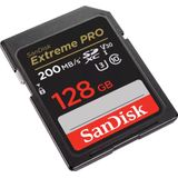 SanDisk Extreme PRO SDXC UHS‐I‐Kaart 128 GB (4K UHD, Leessnelheden Tot 200 MB/s, Class 10, UHS-I, U3, V30, 2 Jaar RescruePRO Deluxe Software, Levenslange Beperkte Garantie) Zwart