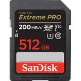 SanDisk 512 GB Extreme PRO SDXC + RescuePRO Deluxe, tot 200 MB/s, UHS-I, klasse 10, U3, V30