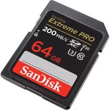 SanDisk Extreme PRO SDXC UHS‐I‐Kaart 64 GB (4K UHD, Leessnelheden Tot 200 MB/s, Class 10, UHS-I, U3, V30, 2 Jaar RescruePRO Deluxe Software, Levenslange Beperkte Garantie) Zwart