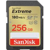 SanDisk Extreme 256 GB SDHC UHS‐I‐Kaart (RescuePRO Deluxe Software, Leessnelheden Tot 180 MB/s, 4K UHD, Class 10, UHS-I, U3, V30, 30 Jaar Garantie) Goud