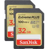 SanDisk - Extreme Plus - Geheugenkaart - Goud - Zwart - 32GB - SDHC - U3 - UHS-I