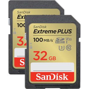 SanDisk - Extreme Plus - Geheugenkaart - Goud - Zwart - 32GB - SDHC - U3 - UHS-I