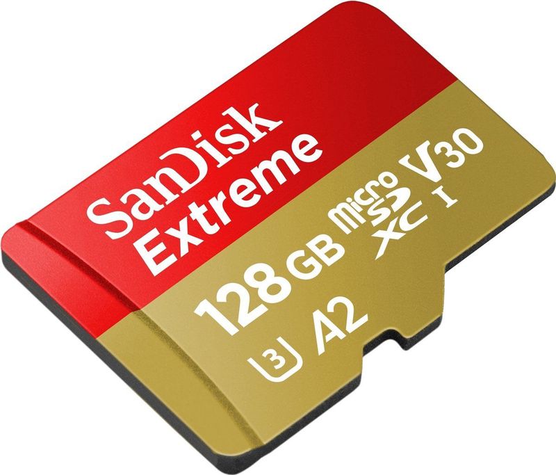 SanDisk - Extreme MicroSD-Kaart - Rood/Goud - 128 GB - Met Adapter