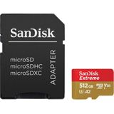 SanDisk Extreme MicroSDXC UHS-I Geheugenkaart 512 GB Met SD Adapter (1 Jaar RescuePRO Deluxe, Leessnelheden Tot 190 MB/s, A2, C10, V30, U3, 30 Jaar Garantie) Rood/Goud