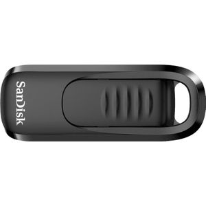 SanDisk Ultra glijdende USB 3.2 Gen 1 Type C stick met intrekbare aansluiting, tot 400 MB/s, zwart 256 GB