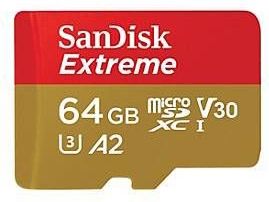 SanDisk Extreme microSD-kaart 64 GB Class 10, UHS-I, v30 Video Speed Class Schokbestendig, Waterdicht