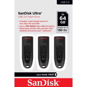 Western Digital Ultrastar SanDisk Ultra USB flash drive 64 GB USB Type-A 3.0 Zwart