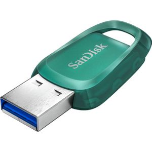 SanDisk Ultra Eco 64 GB USB 3.2 stick met leessnelheid tot 100 MB/s. Een USB-stick gemaakt van meer dan 70% gerecycled kunststof