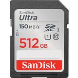 SanDisk SDXC Ultra 512GB (Class 10/UHS-I/150MB/s) SDXC-kaart 512 GB UHS-Class 1 Waterdicht, Schokbestendig