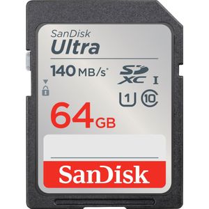 SanDisk SDXC Ultra 64GB (Class 10/UHS-I/140MB/s) SDHC-kaart 64 GB UHS-Class 1 Waterdicht, Schokbestendig