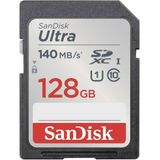SanDisk SDXC Ultra 128GB (Class 10/UHS-I/140MB/s) SDHC-kaart 128 GB UHS-Class 1 Waterdicht, Schokbestendig