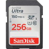 SanDisk SDXC Ultra 256GB (Class 10/UHS-I/150MB/s) SDXC-kaart 256 GB UHS-Class 1 Waterdicht, Schokbestendig