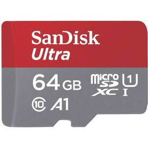 SanDisk microSDXC Ultra 64GB (140MB/s A1 Cl. 10 UHS-I) + Adapter Tablet microSDXC-kaart 64 GB A1 Application Performance Class, UHS-Class 1
