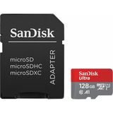 SanDisk 128 GB Ultra microSDXC UHS-I kaart + SD-adapter, tot 140 MB/s, klasse 10, U1, A1 goedgekeurd
