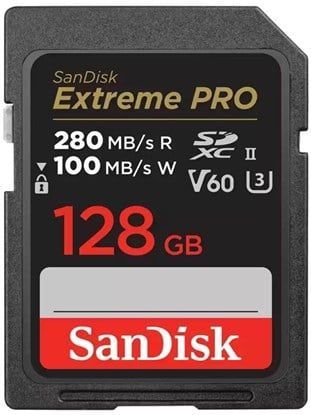 SanDisk Pro SD-Kaart 128GB - V60 UHS-II - 280/100MB