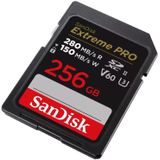 SanDisk Extreme PRO 256GB V60 UHS-II 280/150MBs (SDXC, 256 GB, U3, UHS-II), Geheugenkaart, Zwart