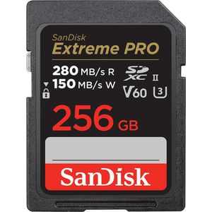 SanDisk Extreme Pro 256GB V60 UHS-II SD Kaart 280/100MB/s