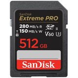 SanDisk Extreme PRO SDXC UHS-II-Kaart 512 GB (6K, 4K UHD, V60, U3, C10, Leessnelheid Tot 280 MB/s, Schrijfsnelheid Tot 150 MB/s)