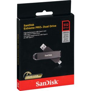 SanDisk - Extreme PRO DUAL Drive - USB Flashdrive - Zwart - 512 GB