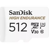 SanDisk - High Endurance MicroSD-Kaart - 512 GB - Temperatuurbestendig - Waterbestendig - Schokbestendig