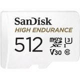 SanDisk 512 GB microSD-kaart, hoge videobewaking, SD-adapter, tot 100 MB/s, klasse 10, U3, V30