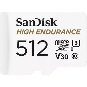 SanDisk - High Endurance MicroSD-Kaart - 512 GB - Temperatuurbestendig - Waterbestendig - Schokbestendig