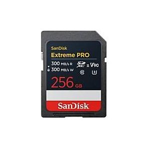 SanDisk Extreme PRO 256 GB SDXC-kaart UHS-II kaart, tot 300 MB/s lezen, 300 MB/s schrijven, V90. De professionele prestaties maken video-opname in 8K mogelijk