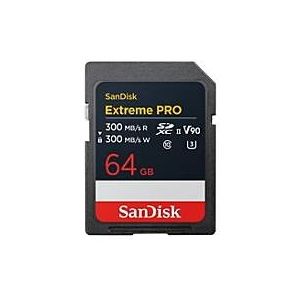 SanDisk Extreme PRO SDXC-UHS-II geheugenkaart 64 GB (tot 300 MB/s leessnelheden, 300 MB/s schrijfsnelheden, V90, prestaties op Pro-niveau maken 8K-video-opnamen van bioscoopkwaliteit mogelijk)