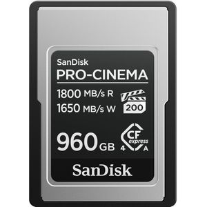 SanDisk - PRO-CINEMA CFexpress Type A-kaart - 960 GB - Leessnelheden tot 1800 MB/s - Schrijfsnelheden tot 1650 MB/s