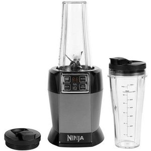 Ninja Blender met 2 Automatische Programma's: Mengen & Max. Mengen, Pulse-instelling, 2x 700ml Bekers met Drinktuitdeksels, Vaatwasserbestendige Onderdelen, Smoothiemaker, Auto-iQ, Zwart, BN495EU