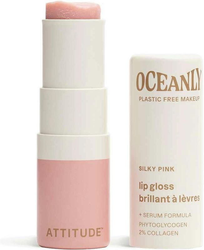 Attitude Oceanly Plastic Free Makeup Lipgloss met Hydraterende Werking Tint Silky Pink 3.4 g