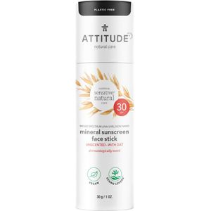 Attitude - Sensitive Face Stick Mineral Sunscreen SPF30 Oat Geurloos - 30gr.
