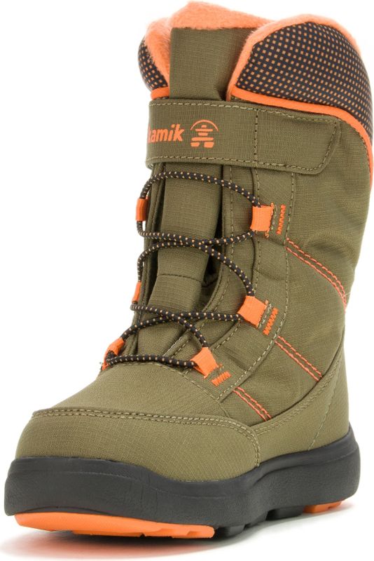 Snowboots - Olive/Oranje - Vetersluiting - Rubber Zool