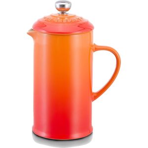 Le Creuset Cafetière French Press van aardewerk met roestvrijstalen stamper, 1 liter, voor 3-4 kopjes, vulkanisch oranje, 91028200090000