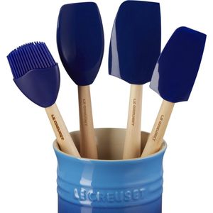 Le Creuset aardewerken spatelpot met 4 premium spatels - azure