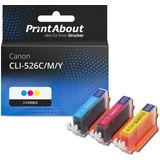 PrintAbout - Inktcartridge CLI-526C/M/Y - 3-Kleuren Multipack - Geschikt voor Canon