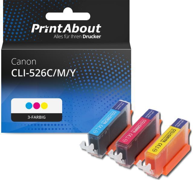 PrintAbout - Inktcartridge CLI-526C/M/Y - 3-Kleuren Multipack - Geschikt voor Canon
