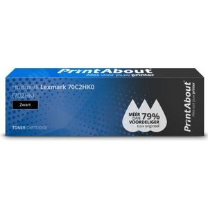 PrintAbout huismerk Toner 70C2HK0 (702HK) Zwart Hoge capaciteit Geschikt voor Lexmark