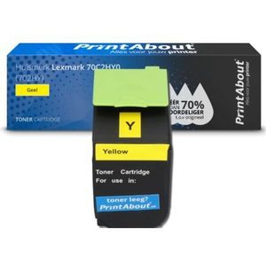 PrintAbout huismerk Toner 70C2HY0 (702HY) Geel Hoge capaciteit Geschikt voor Lexmark