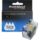 PrintAbout  Inktcartridge LC-3219XL BK Zwart Hoge capaciteit geschikt voor Brother
