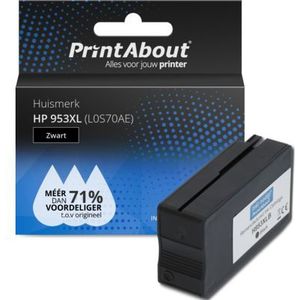 PrintAbout  Inktcartridge 953XL (L0S70AE) Zwart Hoge capaciteit geschikt voor HP
