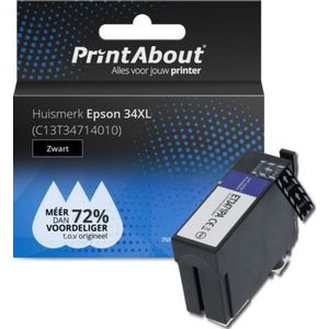 PrintAbout  Inktcartridge 34XL (C13T34714010) Zwart Hoge capaciteit geschikt voor Epson