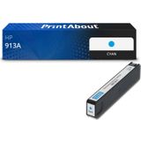 PrintAbout huismerk Inktcartridge 913A (F6T77AE) Cyaan Geschikt voor HP
