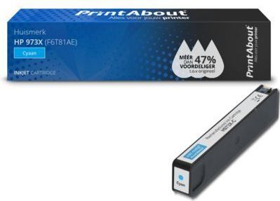 PrintAbout huismerk Inktcartridge 973X (F6T81AE) Cyaan Hoge capaciteit Geschikt voor HP