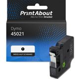 PrintAbout - Dymo 45021 - Tape - Wit op Zwart - 12 mm