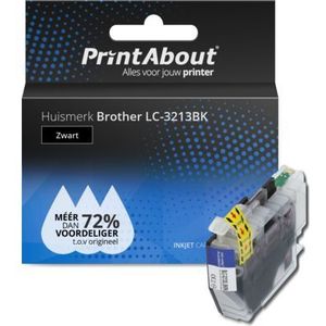 PrintAbout huismerk Inktcartridge LC-3213BK Zwart Hoge capaciteit Geschikt voor Brother