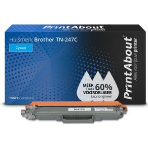 PrintAbout huismerk Toner TN-247C Cyaan Hoge capaciteit Geschikt voor Brother