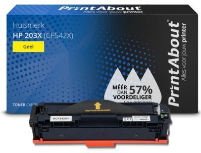 PrintAbout huismerk Toner 203X (CF542X) Geel Hoge capaciteit Geschikt voor HP