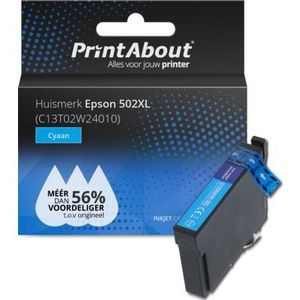 PrintAbout huismerk Inktcartridge 502XL (C13T02W24010) Cyaan Hoge capaciteit Geschikt voor Epson